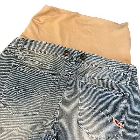 MATERNITY PARASUCO Striped Stretch Casual Denim Mini Short XS - Picture 3 of 9